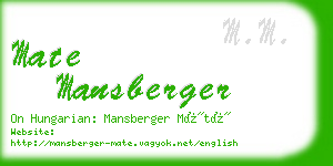 mate mansberger business card